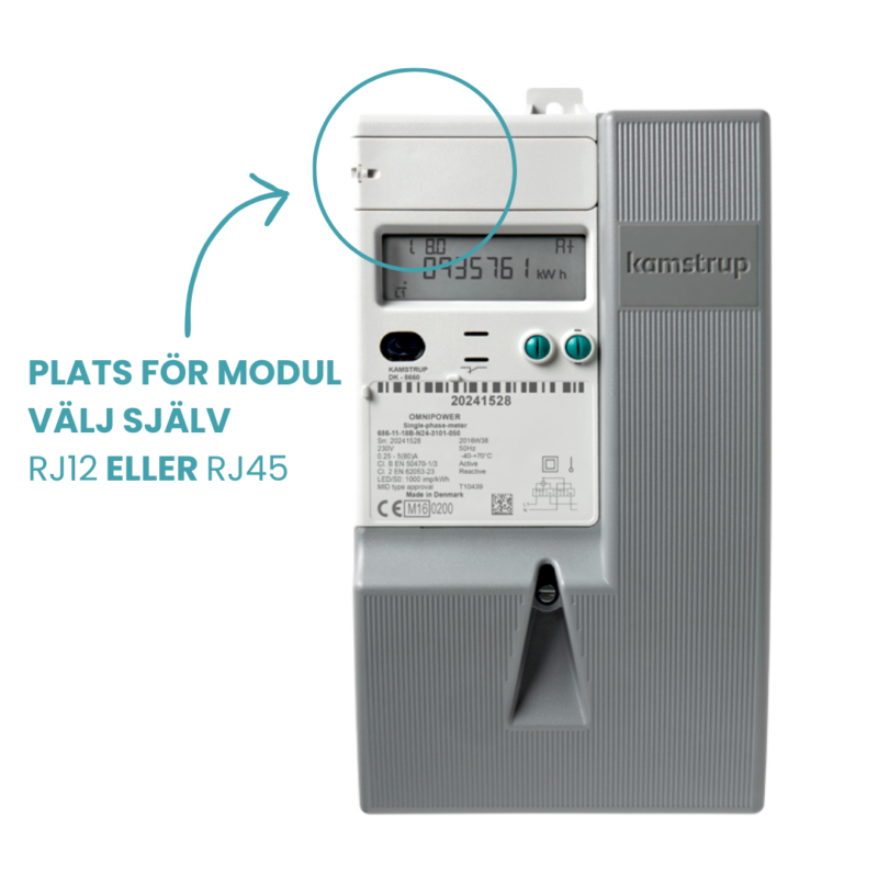 Elmätare med pil där du placerar modul RJ12 eller RJ45