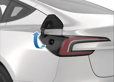Laddlucka på en Tesla elbil