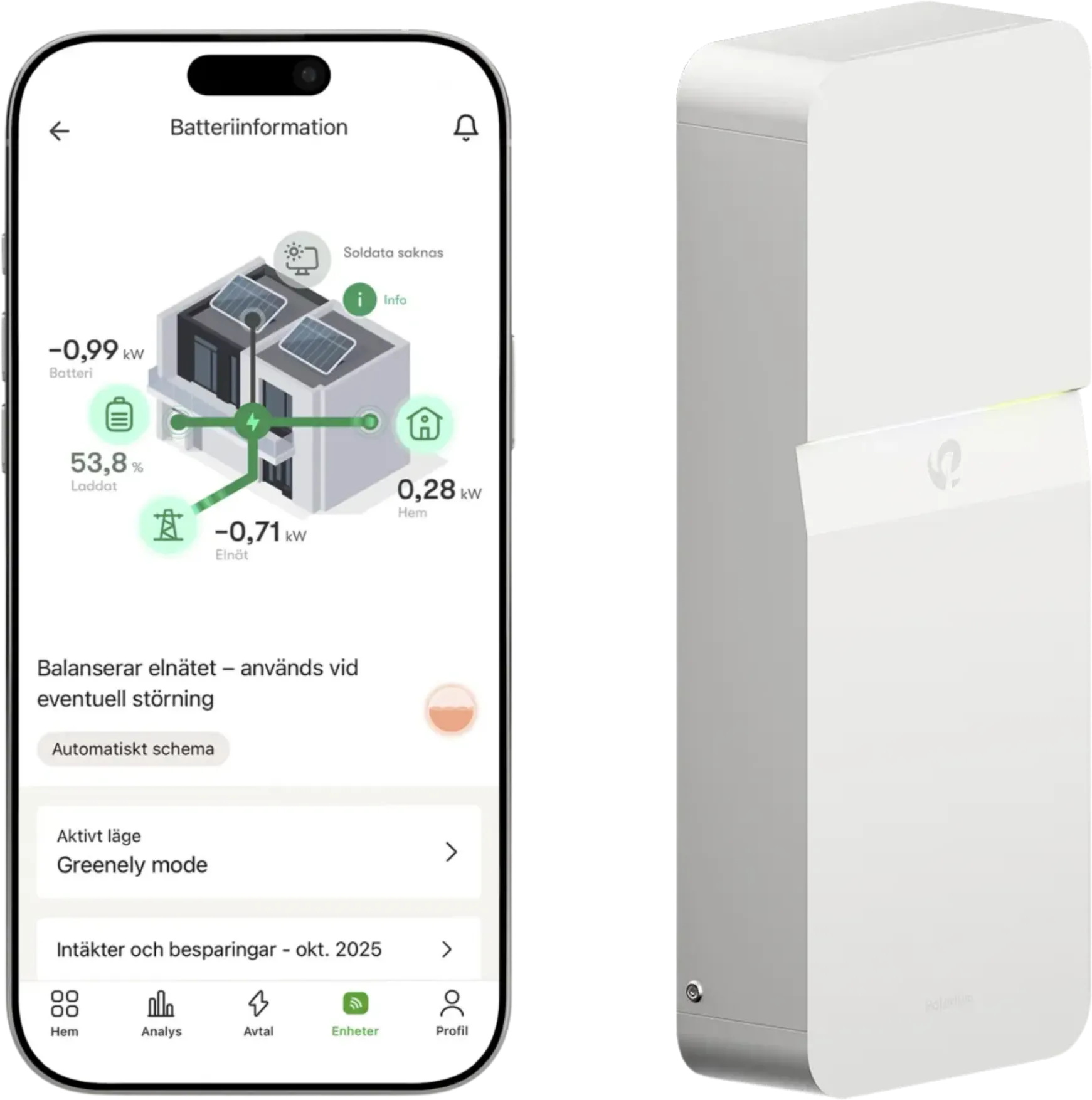 Greenely app med Polarium batteri Greenely app med Polarium batteri