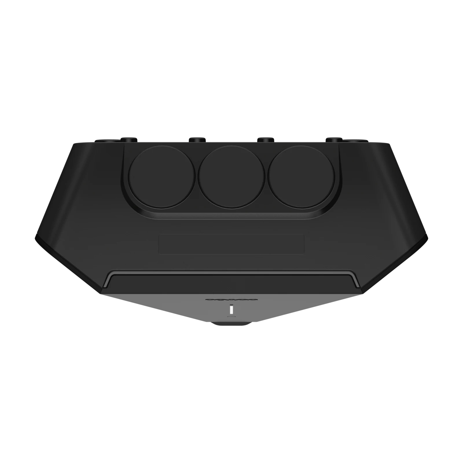 Top-down view of the black Easee Charge Max charger showing the three cable-holder loops