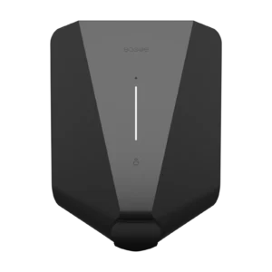 Straight-on front view of the black Easee Charge Max charger